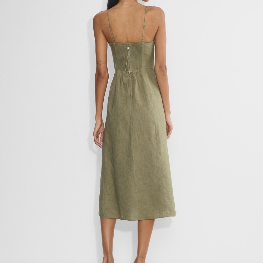 NWT Aritzia Barrafina Linen Dress in Sun-dried Olive 10 - Picture 5 of 8